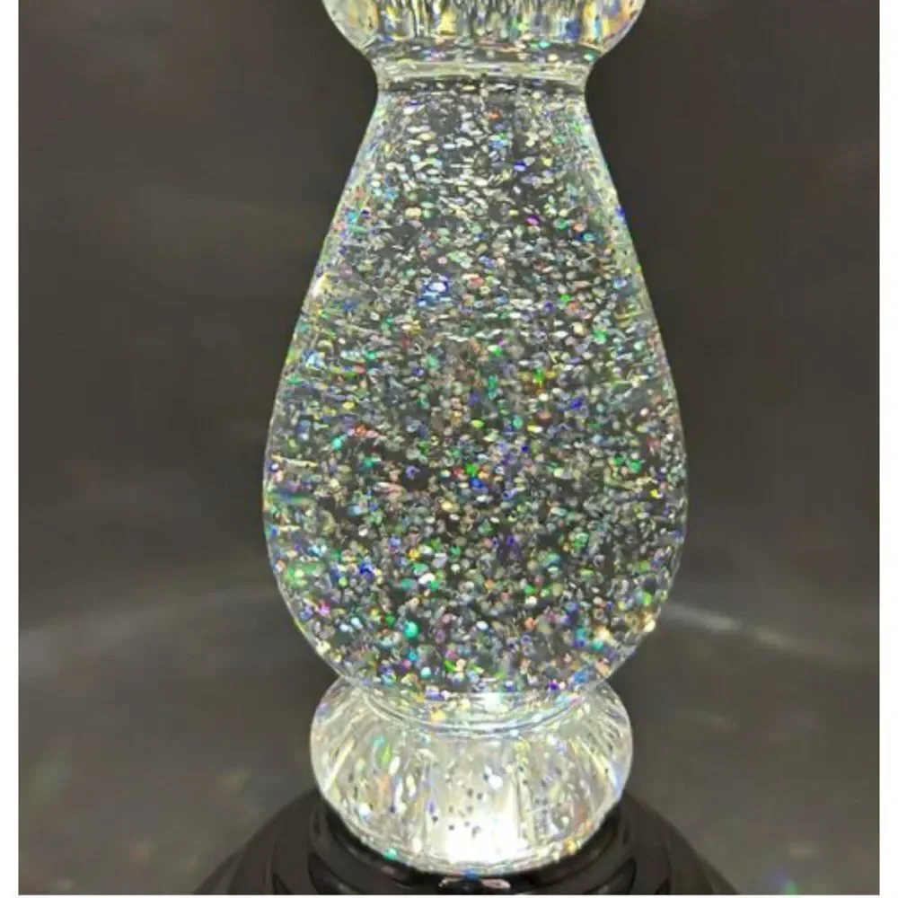 BATH & BODY WORKS SILVER LED SWIRLING GLITTER PEDESTAL CANDLE HOLDER~ Pristine